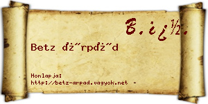 Betz Árpád névjegykártya